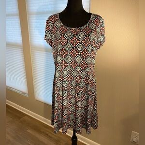 Michael Kors Summer Dress Size XL Medallion Print Blue, Pink, White